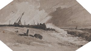 Cais numa tempestade de Francois Louis Thomas Francia