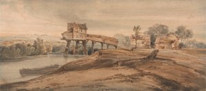 O Moinho de Água Acima da Ponte em Charenton de Francois Louis Thomas Francia