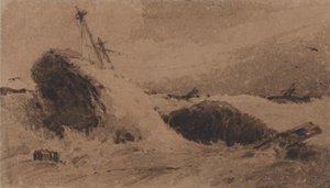 Navio naufragado num mar tempestuoso de Francois Louis Thomas Francia