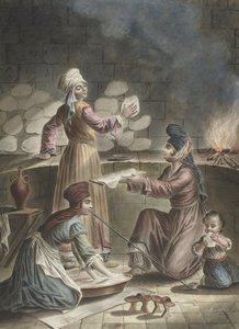 As mulheres turcas assam pão, 1790 de Francois Marie Rosset