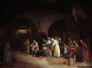 A colonização francesa da Argélia: "Redenção de prisioneiros nas prisões de Argel" Pintura de François Marius Granet (1775-1849) 1831 Sol. 1,51x2 m