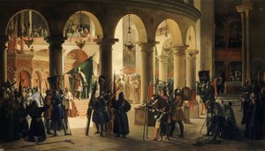 Godefroy de Bouillon deposita na igreja do Santo Sepulcro os Troféus de Ascalon de Francois Marius Granet