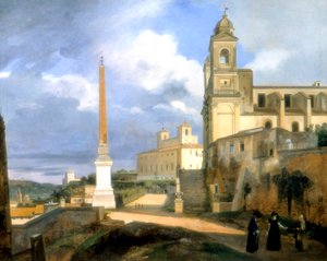 A Trindade dos Montes e a vila dos Medicis, Roma, 1808 de Francois Marius Granet