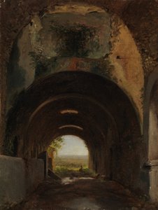 Vista nos estábulos da vila de Mecenas, Tivoli, ca. 1805-10. de Francois Marius Granet