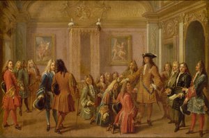 A primeira promoção dos Cavaleiros de São Luís por Luís XIV, Versalhes, 8 de maio de 1693, 1710. de Francois Marot