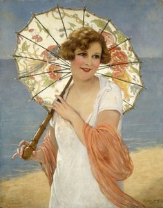 O guarda-sol (óleo sobre tela) de Francois Martin Kavel