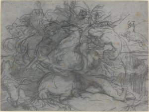 Estudo para "Surpresa" (Batalha dos Tigres) de Francois Nicolas Chifflart