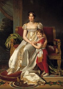 Retrato no pé de Hortense de Beauharnais, Rainha da Holanda (1783-1837) e seu filho Napoleão Charles Pintura de François Gerard (1770-1837) 1807 Sol. 0,32x0,24 m de Baron François Pascal Simon Gérard