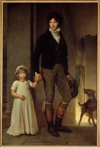 Retrato no pé do pintor Jean Baptiste Isabey (1767-1855) e da sua filha Pintura de François Gerard (1770-1837) 1795 Sol. 1,94x1,3 m de Baron François Pascal Simon Gérard