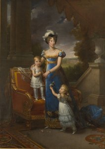 Duquesa de Berry com os filhos Louise Marie Therese dArtois e Henri dArtois, 1822 de Francois Pascal Simon Gerard