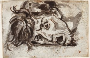 Cabeça de um homem com a boca aberta e os olhos bem abertos de Francois Pascal Simon Gerard