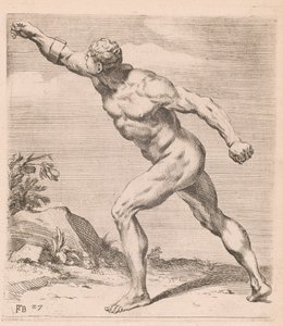 A Nude Fighting Man, vista lateral, virada para a esquerda [placa 27]
