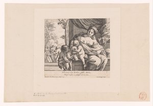 Maria com o Menino, João Batista e Cordeiro Scherzano i duoi Bambin (...) (título no objeto) de Francois Perrier