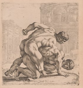 Os Medici Wrestlers, vista lateral, virados para a direita [ilustração 35] de Francois Perrier