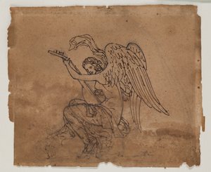 Figura alegórica com alaúde, c.1825 (tinta e giz sobre papel) de Francois Rude