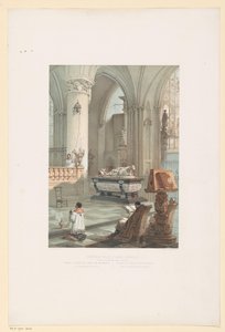 Interior do Sint-Michiel-en-Sint-Goedelekathedraal em Bruxelas com o túmulo de Ernst van Oosternijk Interior da igreja St. Gudule, em Bruxelas (Tombeau do Arquiduque Ernest d