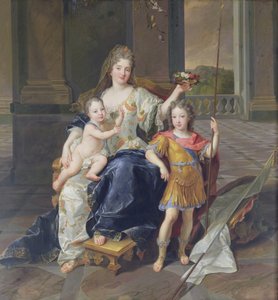 Duquesa de la Ferte com o Duque da Bretanha e o Duque de Anjou (Luís XV) c.1712 (óleo sobre tela)