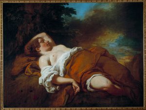 A colhedora adormecida. Pintura de François De Troy (1645-1730)