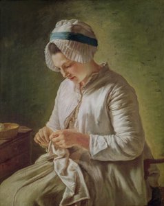 A costureira ou Jovem trabalhando (óleo sobre tela)