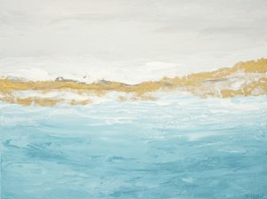 Paisagem marítima abstrata em azul e dourado de Françoise Wattré