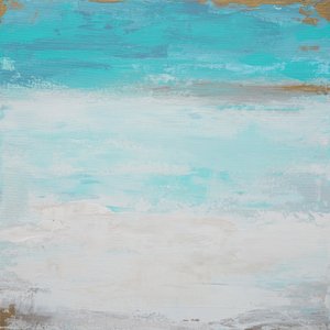 Paisagem marítima em azul-petróleo de Françoise Wattré