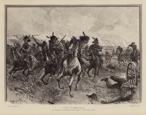 Uma fuga de bravos durante uma revolta de nativos americanos (gravura)