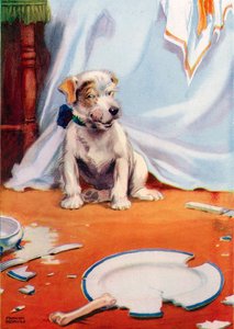 Cão com placa partida (cor litho) de Frank Adams