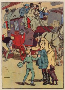 O bisavô viajou num autocarro de turismo (litografia a cores) de Frank Adams