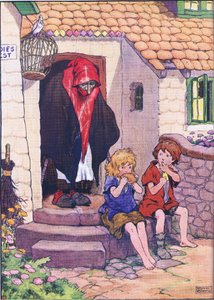 Hansel, Gretel e a bruxa, de Hansel e Gretel, publicado pela Blackie & Son Limited, c.1940