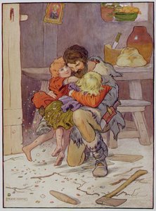 Hansel e Gretel retornam, ilustração de "O Belo Livro de Rimas Infantis, Histórias e Imagens", de Frank Adams, publicado por Blackie und Son. de Frank Adams