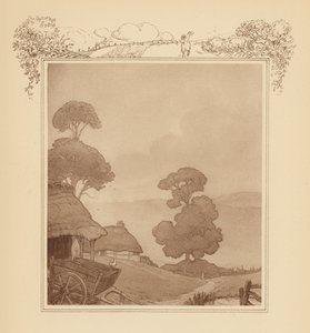Ilustração para a Elegia de Gray (litografia a cores) de Frank Adams