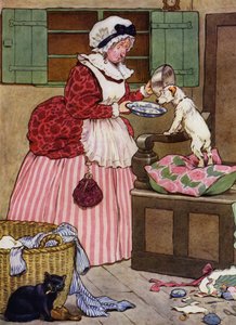 Ilustração para a Velha Mãe Hubbard (cor litho) de Frank Adams