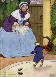 Ilustração para a Velha Mãe Hubbard (cor litho) de Frank Adams