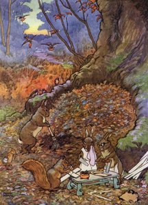 Ilustração para The Babes in the Wood (cor litho) de Frank Adams