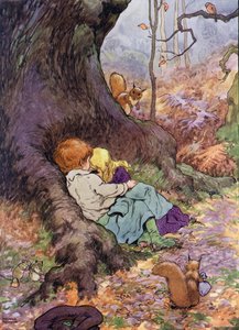 Ilustração para The Babes in the Wood (cor litho) de Frank Adams