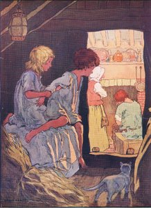 As crianças não conseguiram dormir, de Hansel e Gretel publicadas por Blackie & Son Limited, c.1940 de Frank Adams