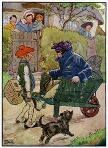 Três Pescadores Alegres (cor litho) de Frank Adams