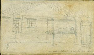 One-post bedstead e buffalo hide listagem, 1851 de Frank Blackwell Mayer