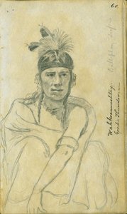 Retrato de Good Thunder no figurino de um jogador de bola, 1851