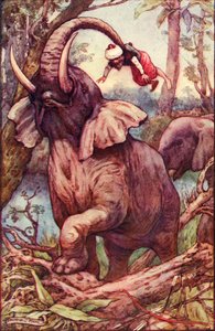 O animal pegou minha tromba e me colocou em seus ombros, c1930. de Frank C. Pape