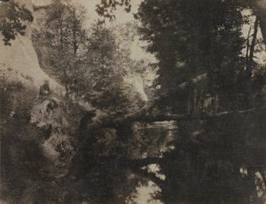 Paisagem com Figura Sentada no Stream Bank, c. 1856. de Frank Chauvassaignes