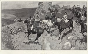 Um Dia de Sucesso com os Devon e Somerset Staghounds em Exmoor (litho) de Frank Craig