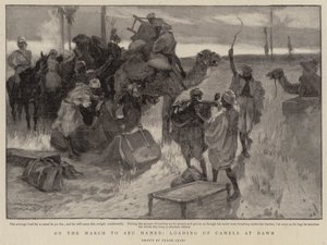 Na Marcha para Abu Hamed, carregando camelos ao amanhecer de Frank Craig