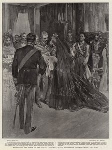 Registrando o Nascimento da Princesa Italiana, a Rainha Margherita parabenizando o Rei de Frank Craig