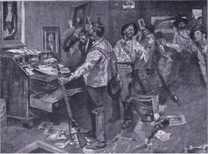 Respeitado até mesmo pelos inimigos: um incidente de um ataque aos bôeres em Natal, ilustração de After Pretoria: The Guerilla War, 1902 de Frank Craig