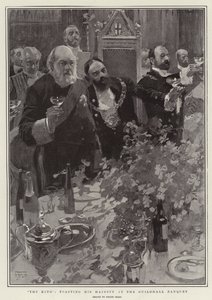 O rei, brindando sua majestade no banquete de Guildhall de Frank Craig
