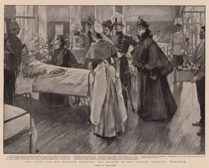 A rainha e seus soldados feridos, Sua Majestade no Hospital Herbert, Woolwich de Frank Craig
