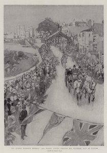 O octogésimo aniversário da rainha, Sua Majestade dirigindo pelo Arco do Triunfo em Windsor de Frank Craig