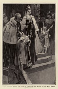 Suas Majestades deixando a Câmara dos Lordes após a leitura do discurso do rei de Frank Craig