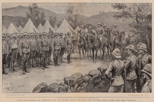 Após o Storming of Lombard&39;s Kop, Sir George White agradece ao Imperial Light Horse por seus serviços